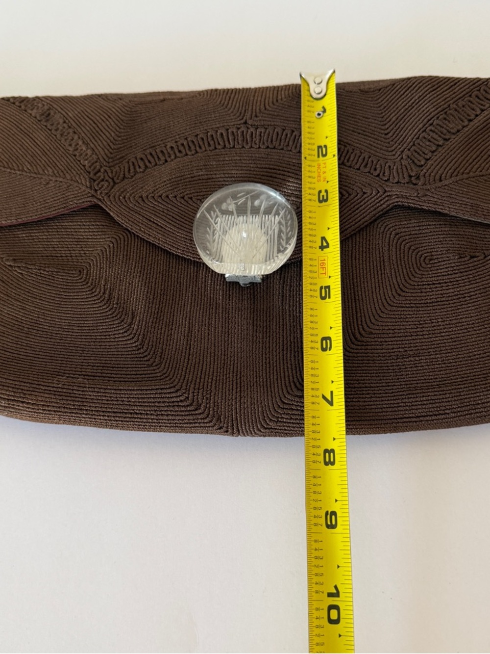 Vintage 1940's Corde Clutch with Lucite closure Brown Evening Bag - Picture 8 of 11